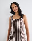 Whistle Stripe Square Neck Piped Midi Dress, Chocolate product photo View 06 S