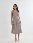 Whistle Stripe Square Neck Piped Midi Dress, Chocolate product photo View 07 S