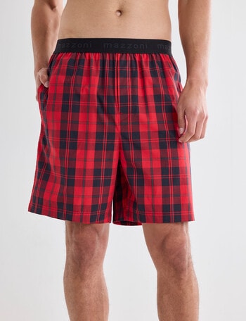 Mazzoni Christmas Check Woven Sleep Short , Red, Black & Green product photo