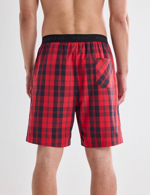 Mazzoni Christmas Check Woven Sleep Short , Red, Black & Green product photo View 02 L