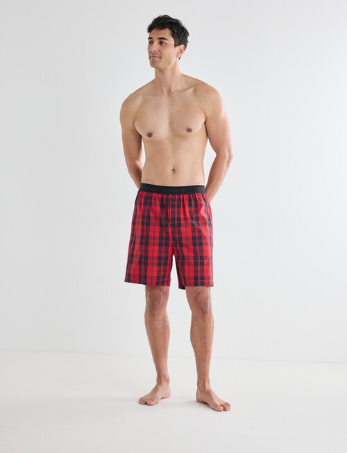 Mazzoni Christmas Check Woven Sleep Short , Red, Black & Green product photo View 04 L