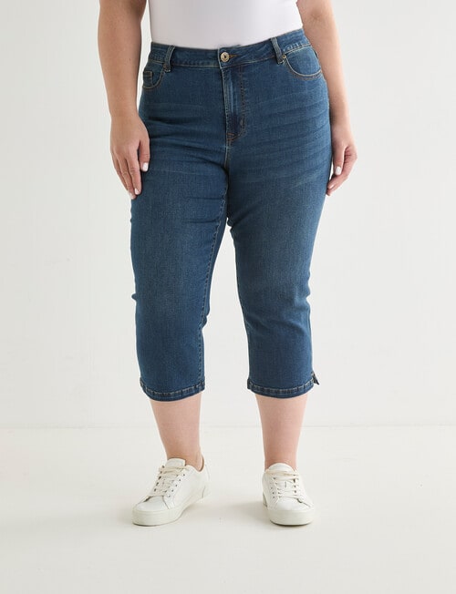 Denim Republic Curve Skinny Capri Pant, Mid Wash product photo View 03 L