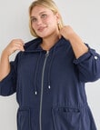 Studio Curve Linen Viscose Hooded Jacket, Ink product photo