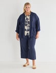Studio Curve Linen Viscose Hooded Jacket, Ink product photo View 03 S