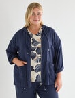 Studio Curve Linen Viscose Hooded Jacket, Ink product photo View 04 S