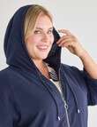 Studio Curve Linen Viscose Hooded Jacket, Ink product photo View 05 S