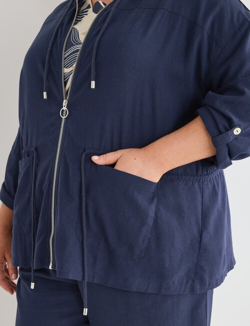 Studio Curve Linen Viscose Hooded Jacket, Ink product photo View 06 L