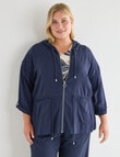 Studio Curve Linen Viscose Hooded Jacket, Ink product photo View 07 S