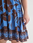 Studio Curve Button Back Knee Length Dress, Pacific Print Marina & Chocolate product photo View 05 S