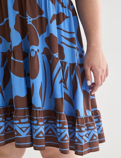 Studio Curve Button Back Knee Length Dress, Pacific Print Marina & Chocolate product photo View 05 L