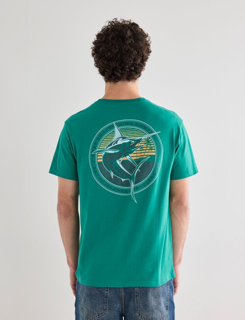 Gasoline Marlin Printed Tee, Green product photo View 02 L