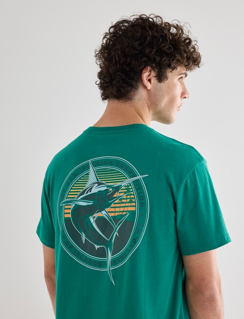 Gasoline Marlin Printed Tee, Green product photo View 05 L