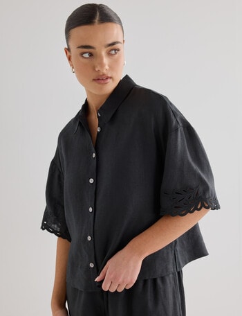 Mineral Emmett Embroidery Shirt, Black product photo