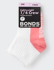 Bonds Logo Outfitting Quarter Crew Socks, 3-Pack, Pink Multi product photo