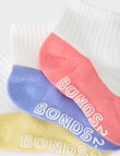 Bonds Logo Outfitting Quarter Crew Socks, 3-Pack, Pink Multi product photo View 02 S