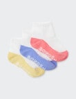 Bonds Logo Outfitting Quarter Crew Socks, 3-Pack, Pink Multi product photo View 03 S