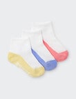 Bonds Logo Outfitting Quarter Crew Socks, 3-Pack, Pink Multi product photo View 04 S