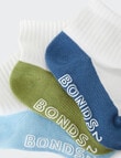 Bonds Logo Outfitting Quarter Crew Socks, 3-Pack, Blue Multi product photo View 02 S