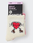 Bonds Stay Ons Outfitting Crew Socks, 3-Pack, Cream Multi product photo