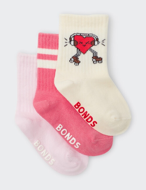 Bonds Stay Ons Outfitting Crew Socks, 3-Pack, Cream Multi product photo View 02 L