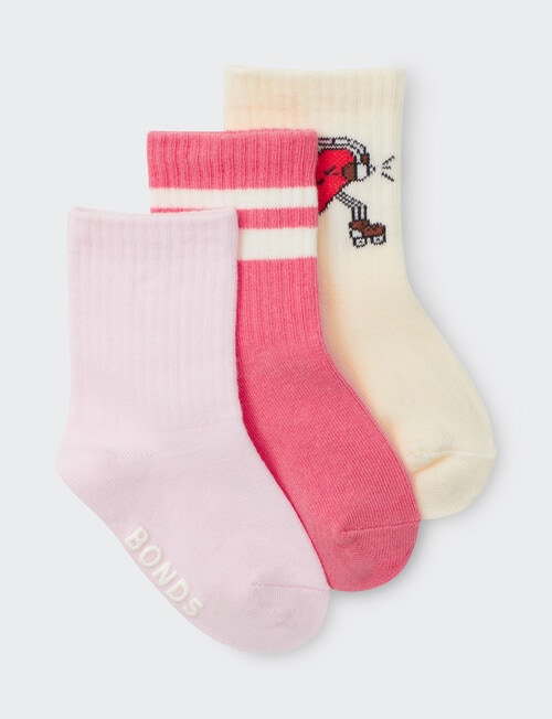Bonds Stay Ons Outfitting Crew Socks, 3-Pack, Cream Multi product photo View 04 L