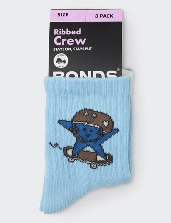 Bonds Stay Ons Outfitting Crew Socks, 3-Pack, Blue product photo