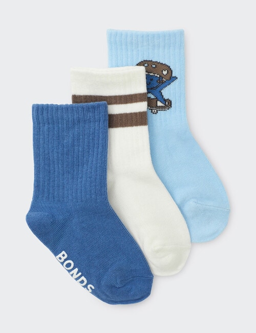 Bonds Stay Ons Outfitting Crew Socks, 3-Pack, Blue product photo View 04 L