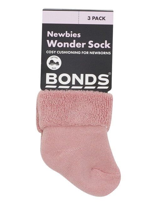 Bonds Newbies Wondersock Quarter Crew Sock, 3-Pack, Pink Multi product photo