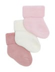 Bonds Newbies Wondersock Quarter Crew Sock, 3-Pack, Pink Multi product photo View 02 S