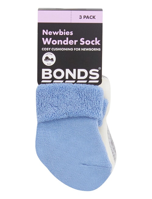 Bonds Newbies Wondersock Quarter Crew Sock, 3-Pack, Blue Multi product photo
