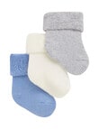 Bonds Newbies Wondersock Quarter Crew Sock, 3-Pack, Blue Multi product photo View 03 S
