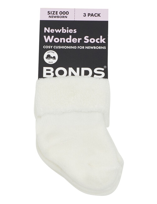 Bonds Newbies Wondersock Quarter Crew Sock, 3-Pack, Mascarpone product photo