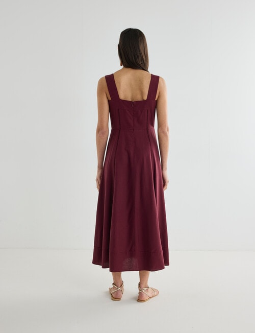Whistle Embroidered Empire A-Line Midi Dress, Cassis product photo View 02 L