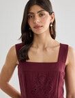 Whistle Embroidered Empire A-Line Midi Dress, Cassis product photo View 05 S