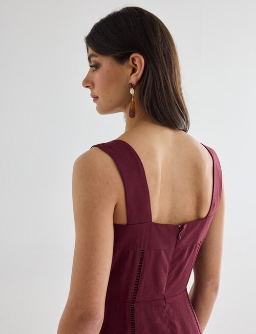 Whistle Embroidered Empire A-Line Midi Dress, Cassis product photo View 06 L