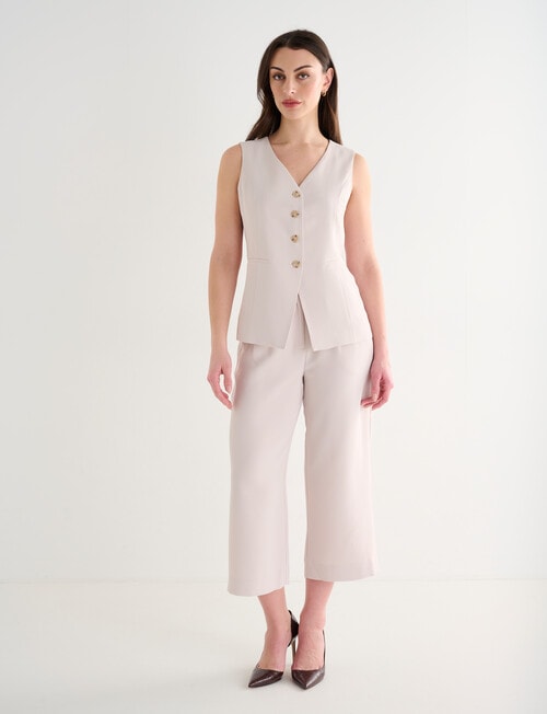 Oliver Black Cropped Wide Leg Pant, Bone product photo View 03 L