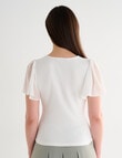 Oliver Black V-Neck Rib Flutter Sleeve Top, Ivory product photo View 02 S
