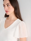 Oliver Black V-Neck Rib Flutter Sleeve Top, Ivory product photo View 04 S