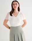 Oliver Black V-Neck Rib Flutter Sleeve Top, Ivory product photo View 06 S