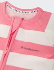 Bonds Horizontal Stripes Zippy Wondersuit, Pink Rugby product photo View 03 S