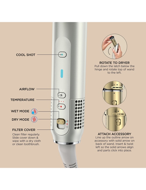 Shark Glam Ceramic & Powerful Air Styling & Drying System, Soft Gold, HD6054SANZ product photo View 11 L