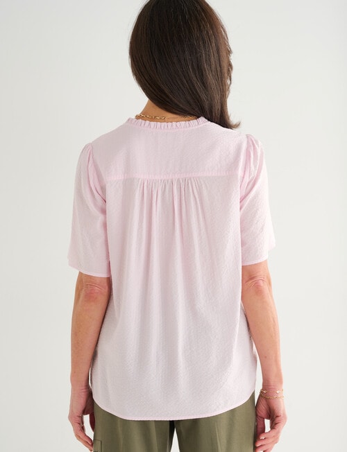 Ella J Crinkle Ruffle Top, Pale Pink - Tops