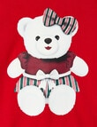 Santa Bear Girls Christmas Knit Woven PJ Set, 2-8 product photo View 02 S