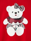 Santa Bear Girls Christmas Knit Woven PJ Set, 10-16 product photo View 02 S
