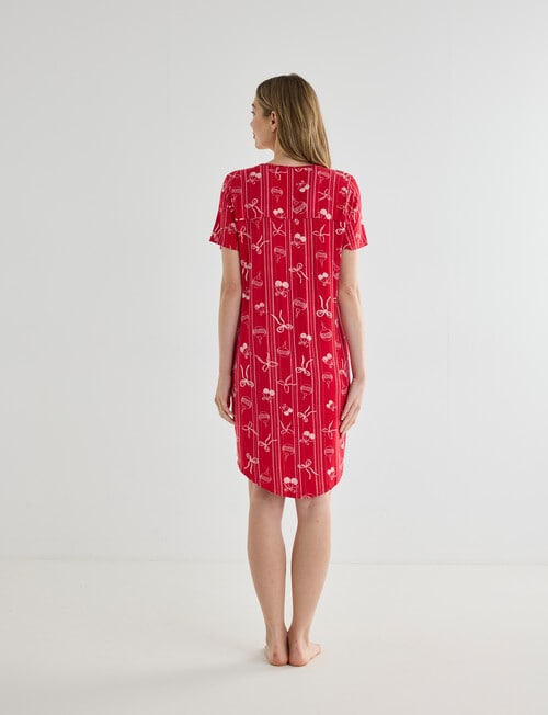 Whistle Sleep T-Shirt Nightie, Cherry Red product photo View 02 L