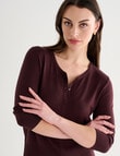 Oliver Black Three Quarter Sleeve Crew Neck Cardigan, Chocolate product photo