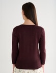 Oliver Black Three Quarter Sleeve Crew Neck Cardigan, Chocolate product photo View 02 S