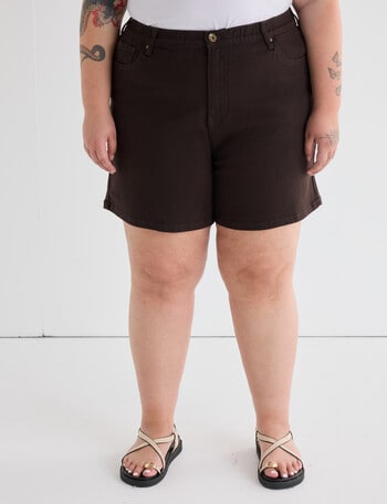 Amy & Ivy A-line Denim Short, Chocolate product photo
