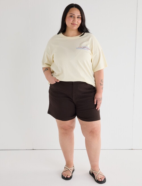 Amy & Ivy A-line Denim Short, Chocolate product photo View 03 L