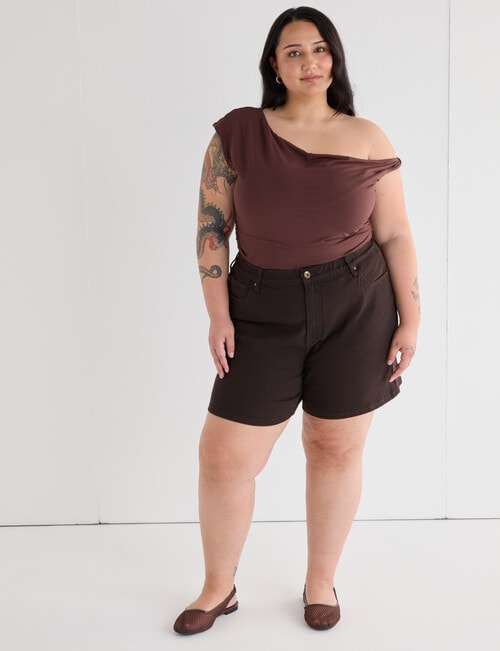 Amy & Ivy A-line Denim Short, Chocolate product photo View 05 L